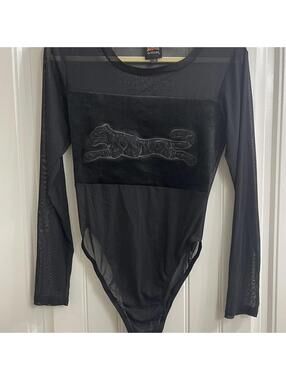 Le Tigre black mesh long sleeve bodysuit
